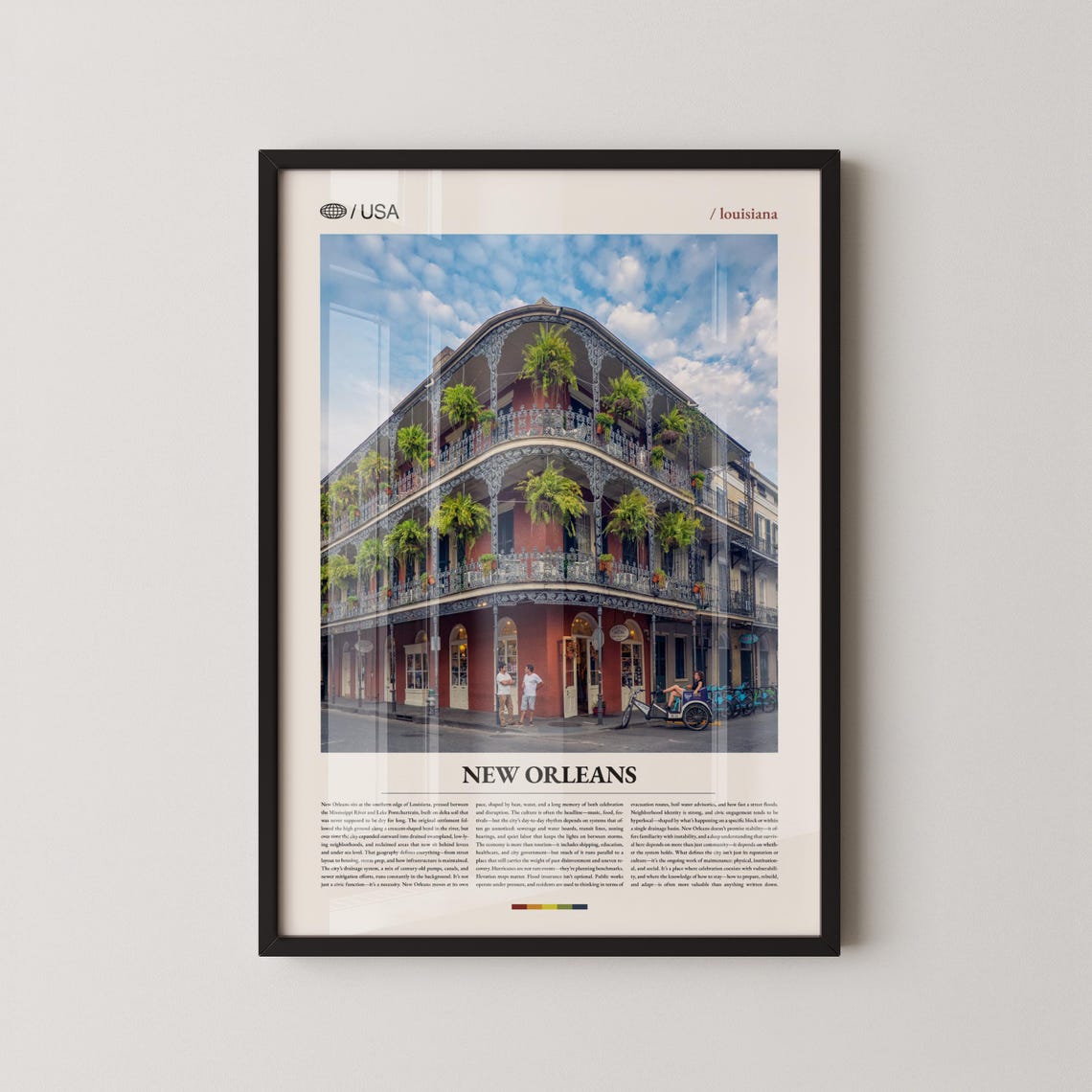 New Orleans Print Louisiana Wall Art Poster French Quarter Photo Southern City Decor Urban Landscape
