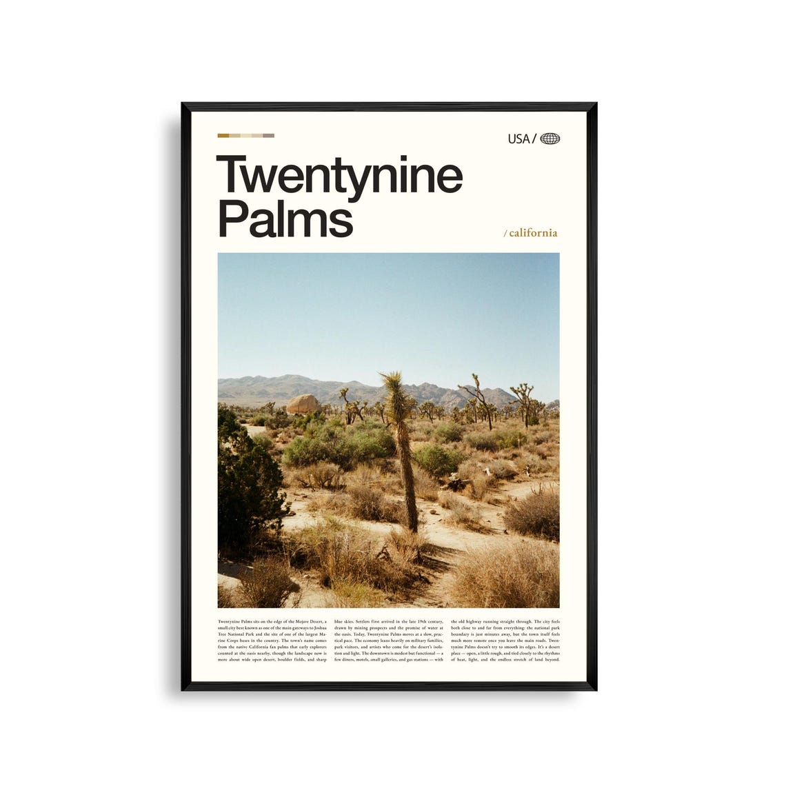 Twentynine Palms California Joshua Tree Desert Travel Poster
