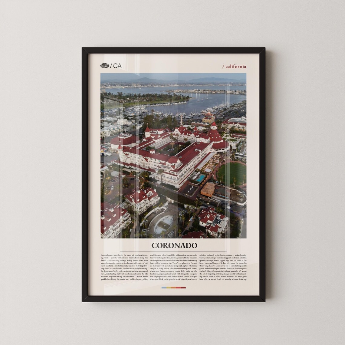 Coronado California Red Roof Beach Resort Marina Aerial Photo Poster
