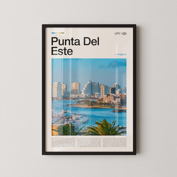 Punta Del Este Uruguay Marina Poster with Yacht Harbor and Palm Trees