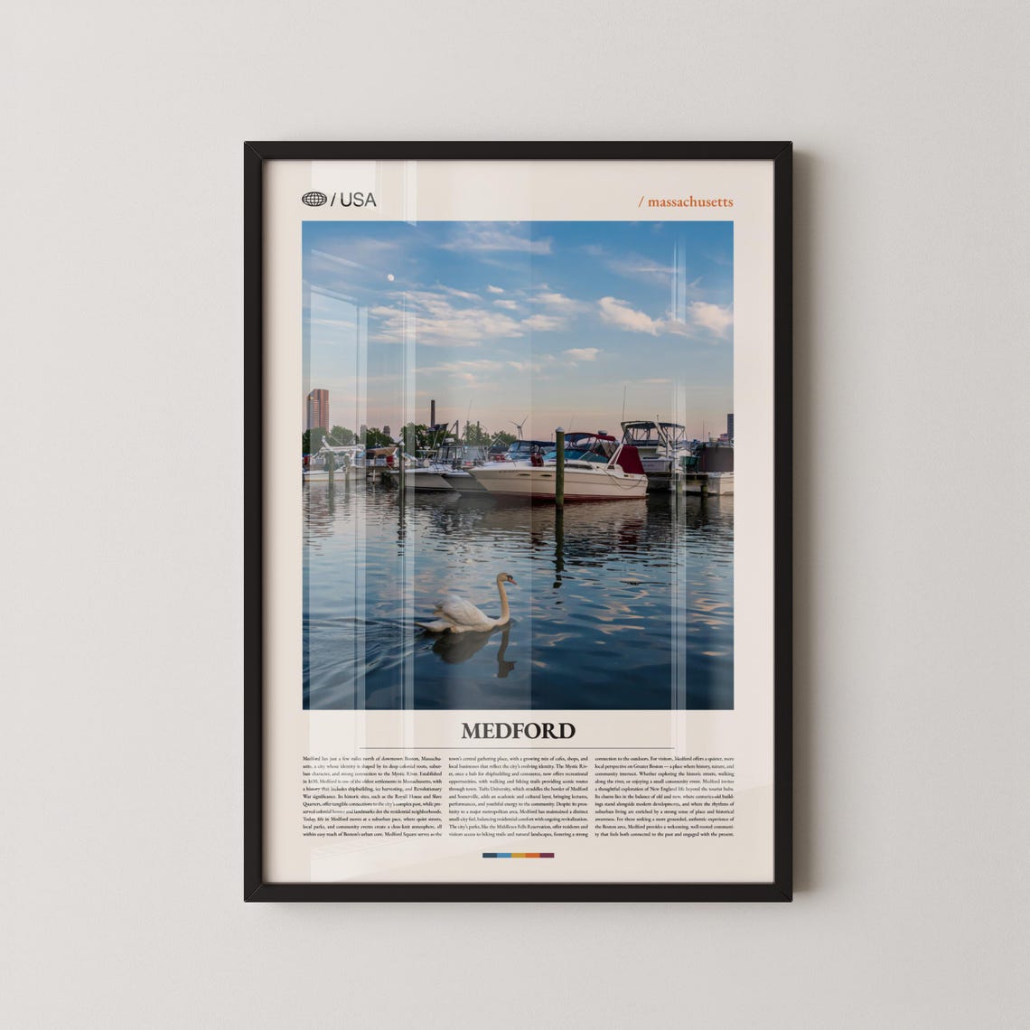 Medford Massachusetts Marina Swan at Sunset Photography Poster