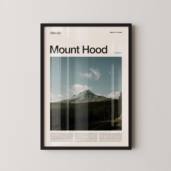 Mount Hood Oregon Forest Road Scenic Volcano View Photo Poster