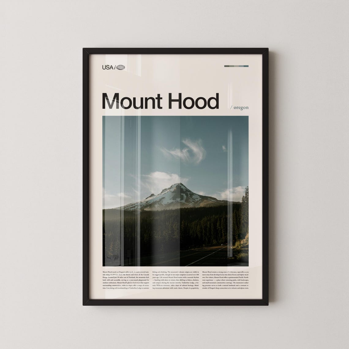 Mount Hood Oregon Forest Road Scenic Volcano View Photo Poster