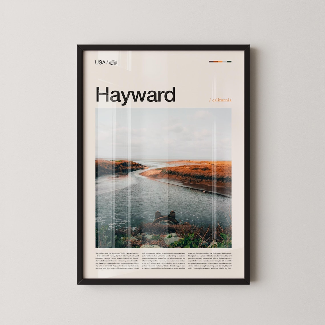 Hayward California Bay Area Waterfront Vintage Travel Style Photo Poster