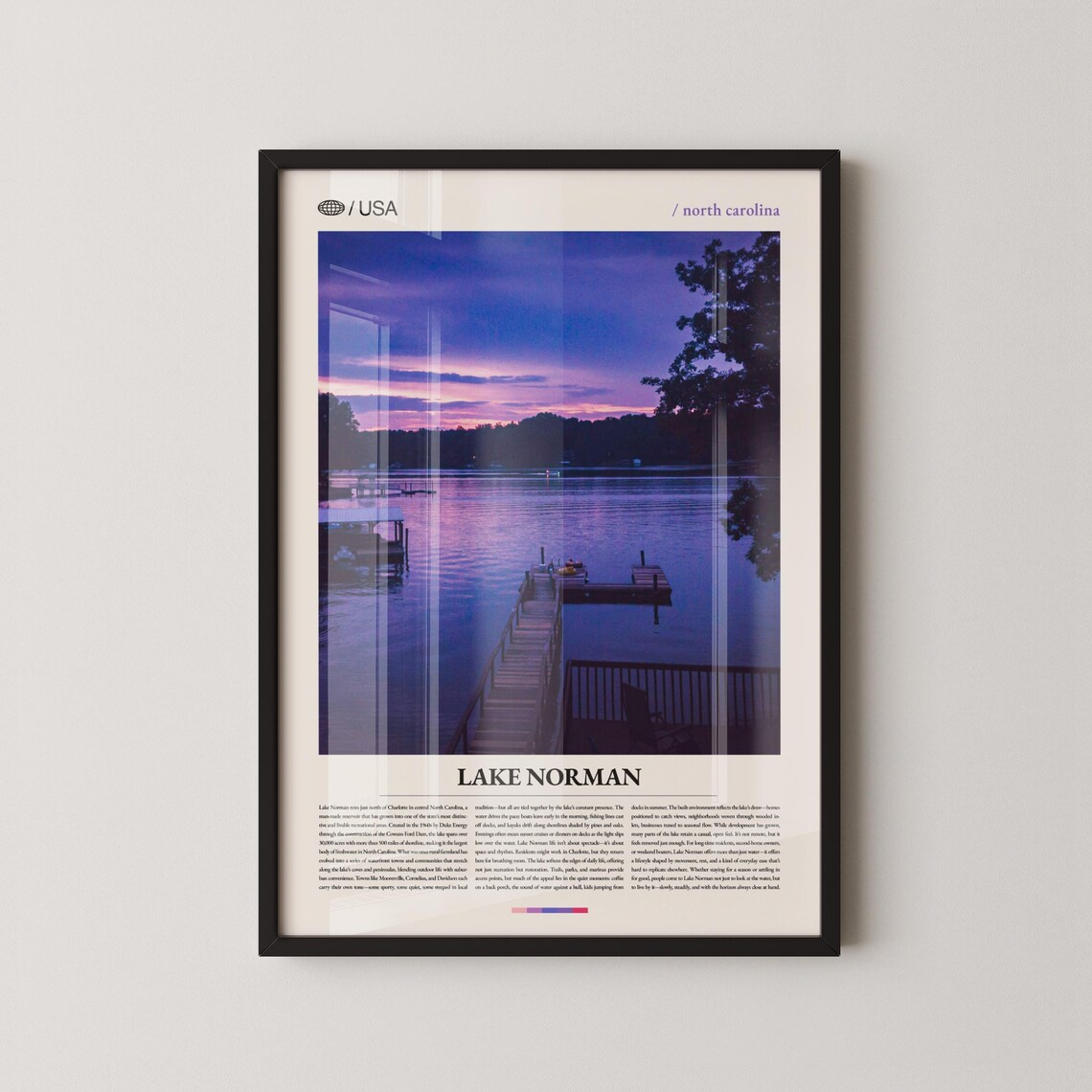 Lake Norman North Carolina Violet Sunset Dock Travel Photo Poster