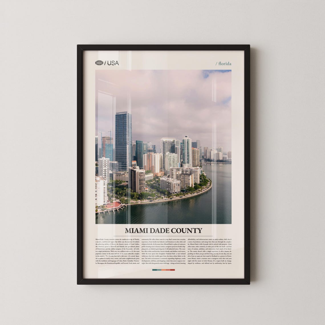 Miami Dade County Florida Skyline Panorama Day Editorial Poster