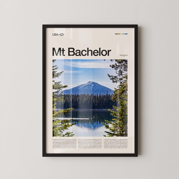 Mt Bachelor Oregon Snowy Volcano Lake Reflection Nature Poster
