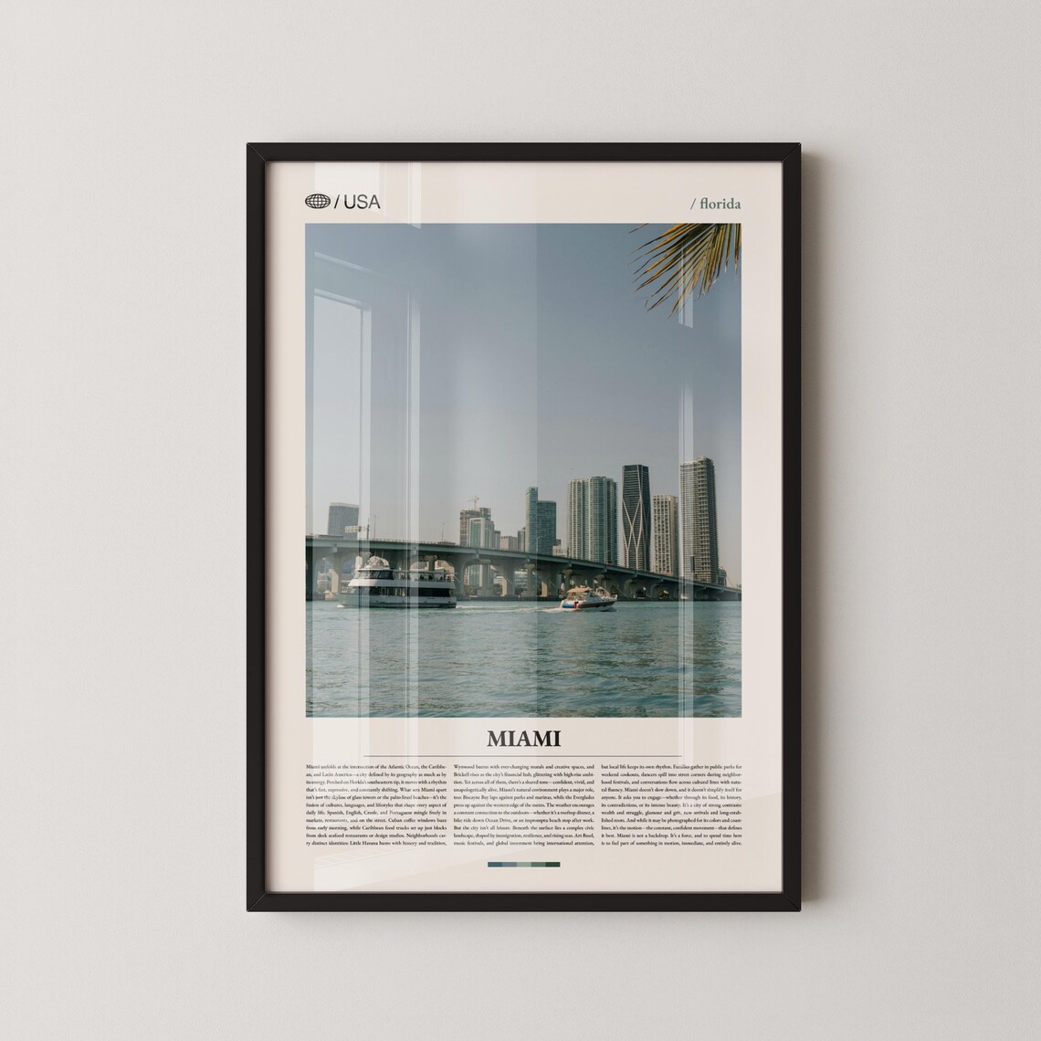 Miami Florida Downtown Skyline Bridge Yachts Bay Photo Travel Poster
