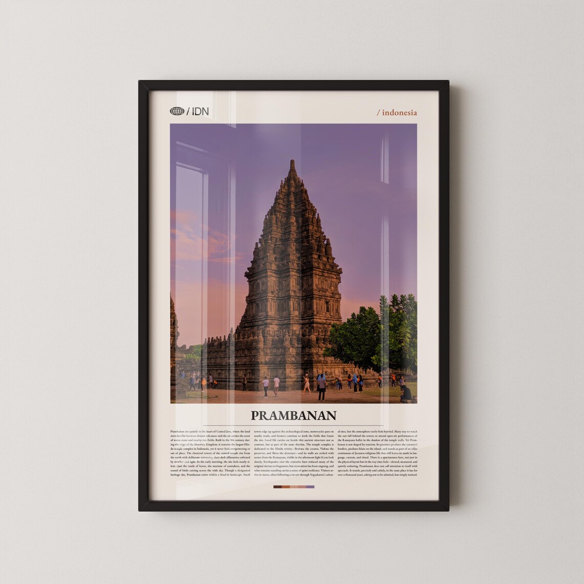Prambanan Indonesia Tall Temple Spire Dusk Photography Travel Poster