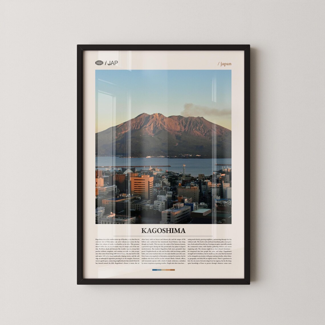 Kagoshima City Volcano Waterfront Kyushu Japan Travel Poster