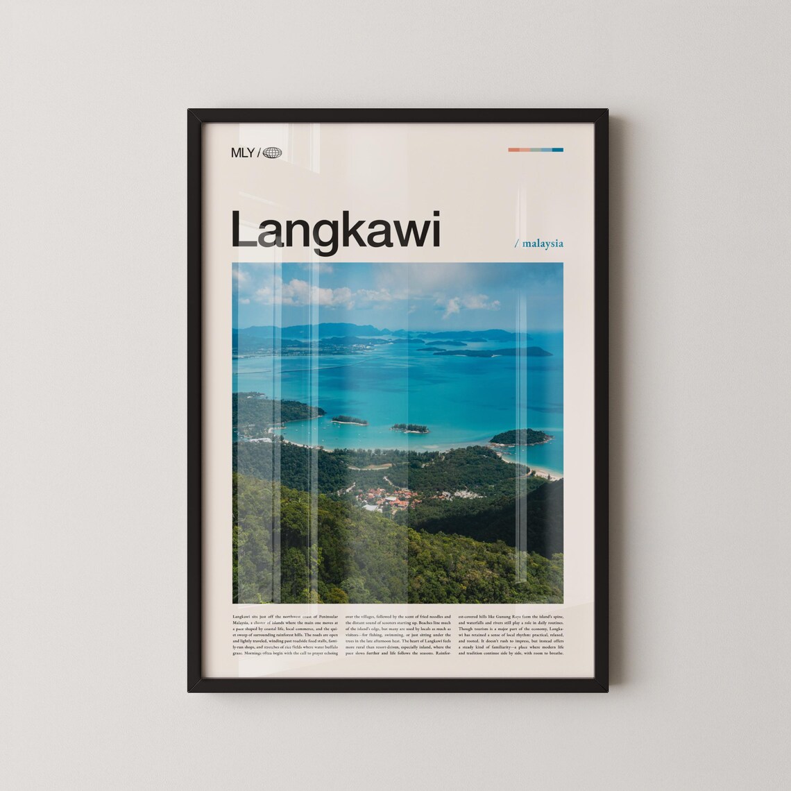 Langkawi Malaysia Aerial Coastline Island Minimalist Travel Poster
