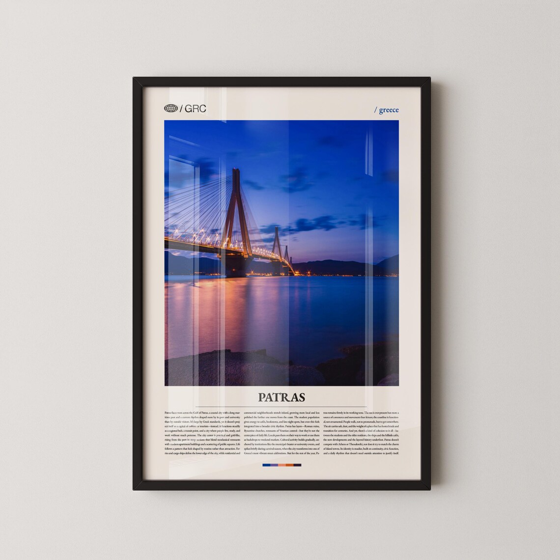 Patras Greece Rio Antirrio Bridge Night Cityscape Travel Poster
