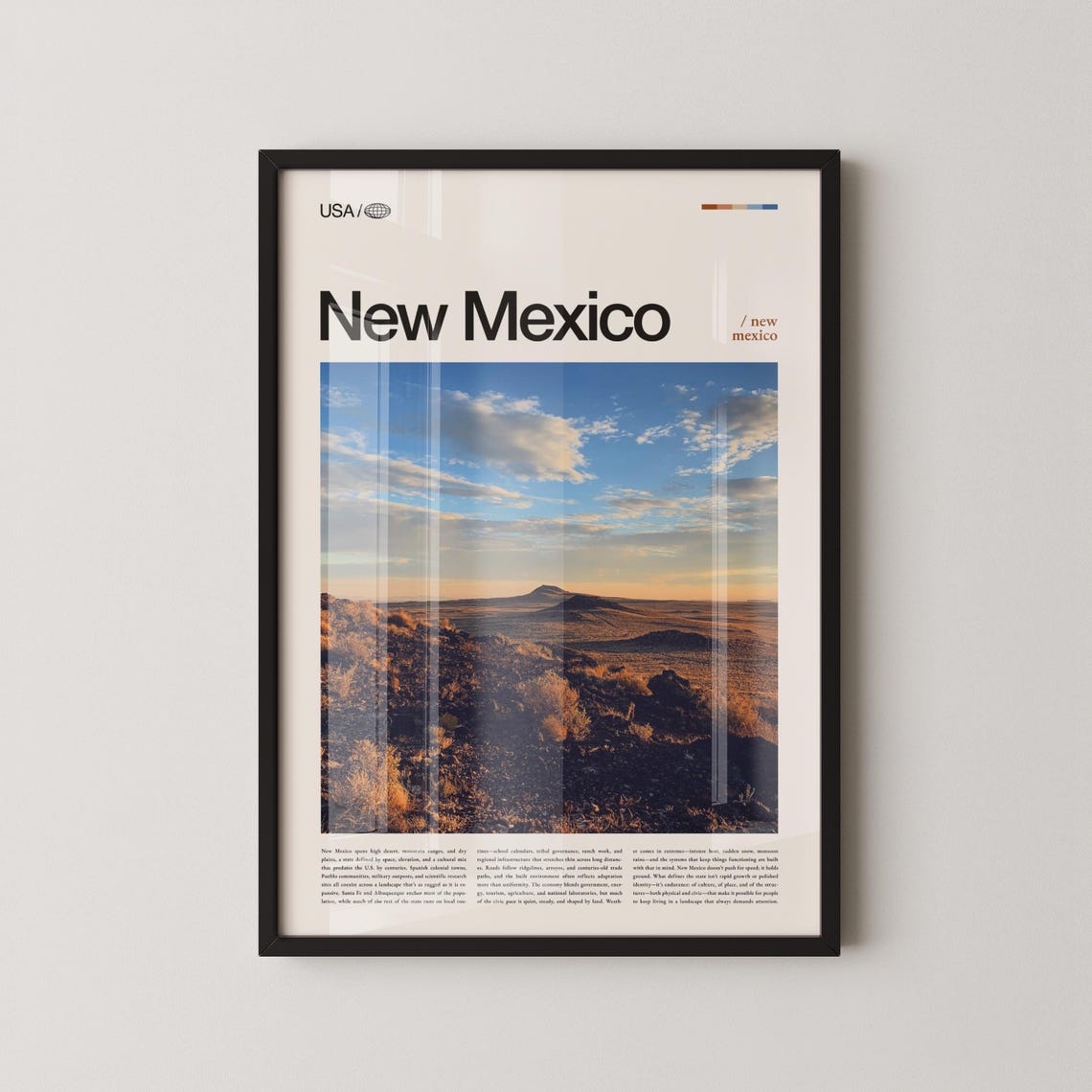 New Mexico Desert Plain Under Bright Blue Sky Landscape Poster