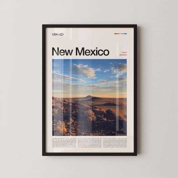 New Mexico Desert Plain Under Bright Blue Sky Landscape Poster
