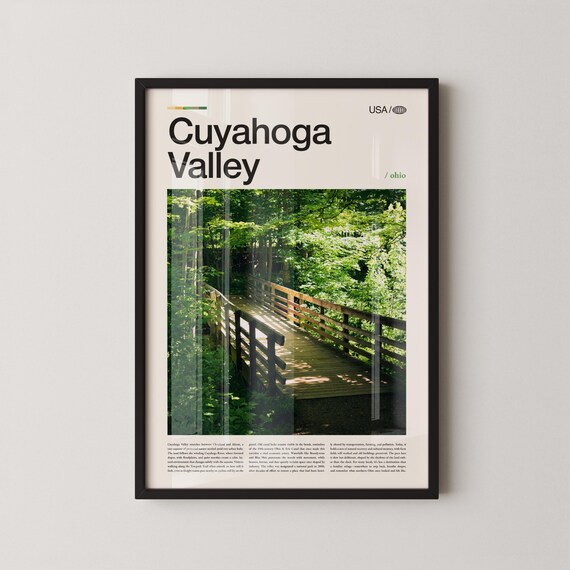 Cuyahoga Valley Ohio Bold Typography National Park Travel Poster