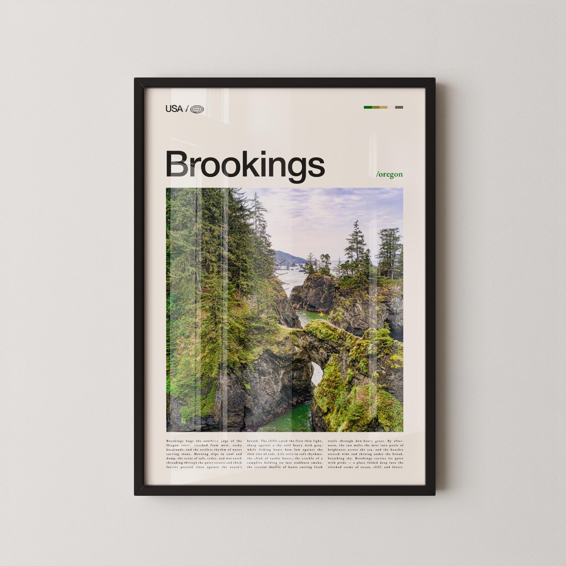 Brookings Oregon Sea Arch Rocky Coast Photography Travel Poster