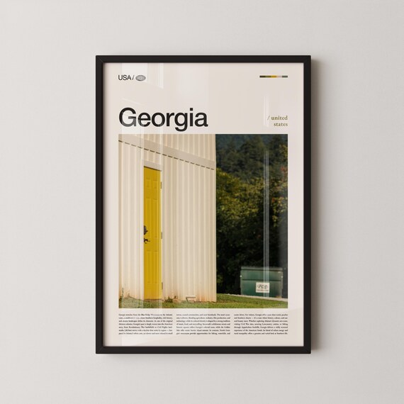 Georgia Yellow Door Rustic White Building Top Title Photo Poster