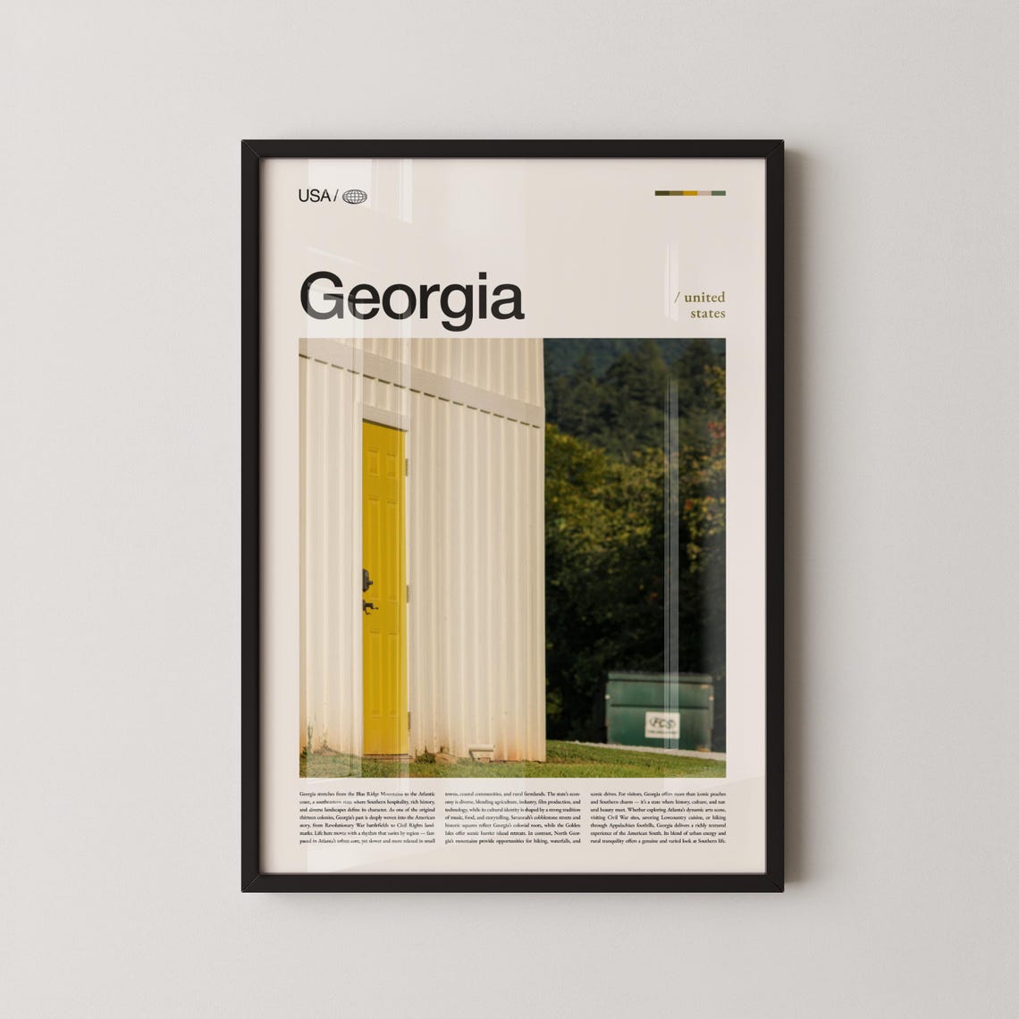 Georgia Yellow Door Rustic White Building Top Title Photo Poster