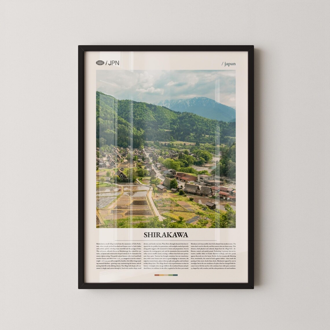 Shirakawa Japan Traditional Village Lush Green Mountains View Poster
