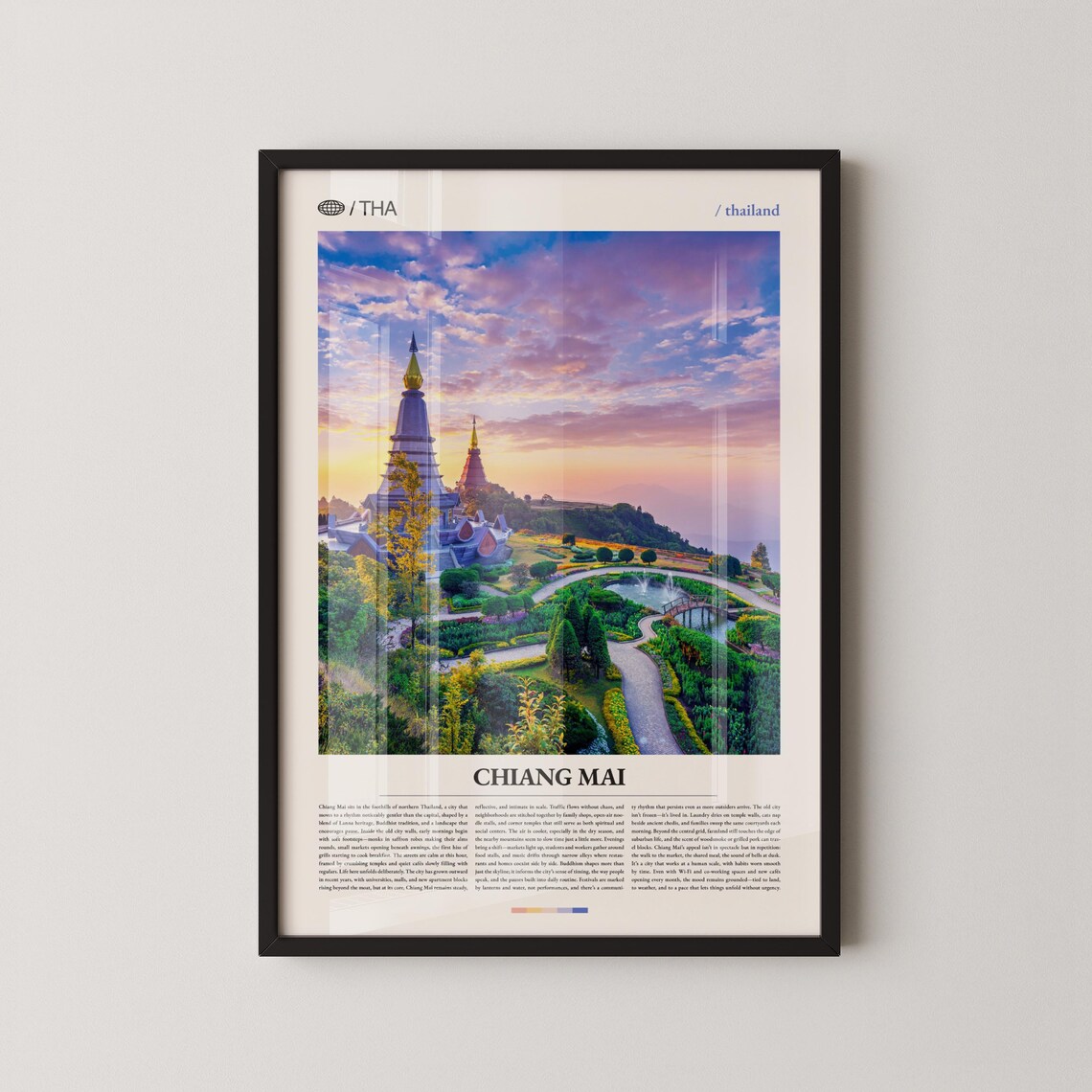 Chiang Mai Thailand Sunrise Stupa Mountain View Travel Poster