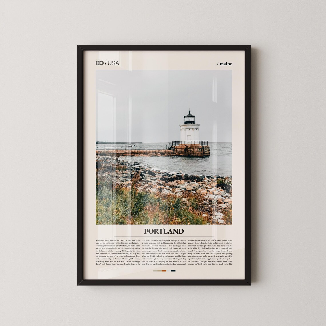 Portland Maine Lighthouse Rocky Coast Travel Photo Art Poster