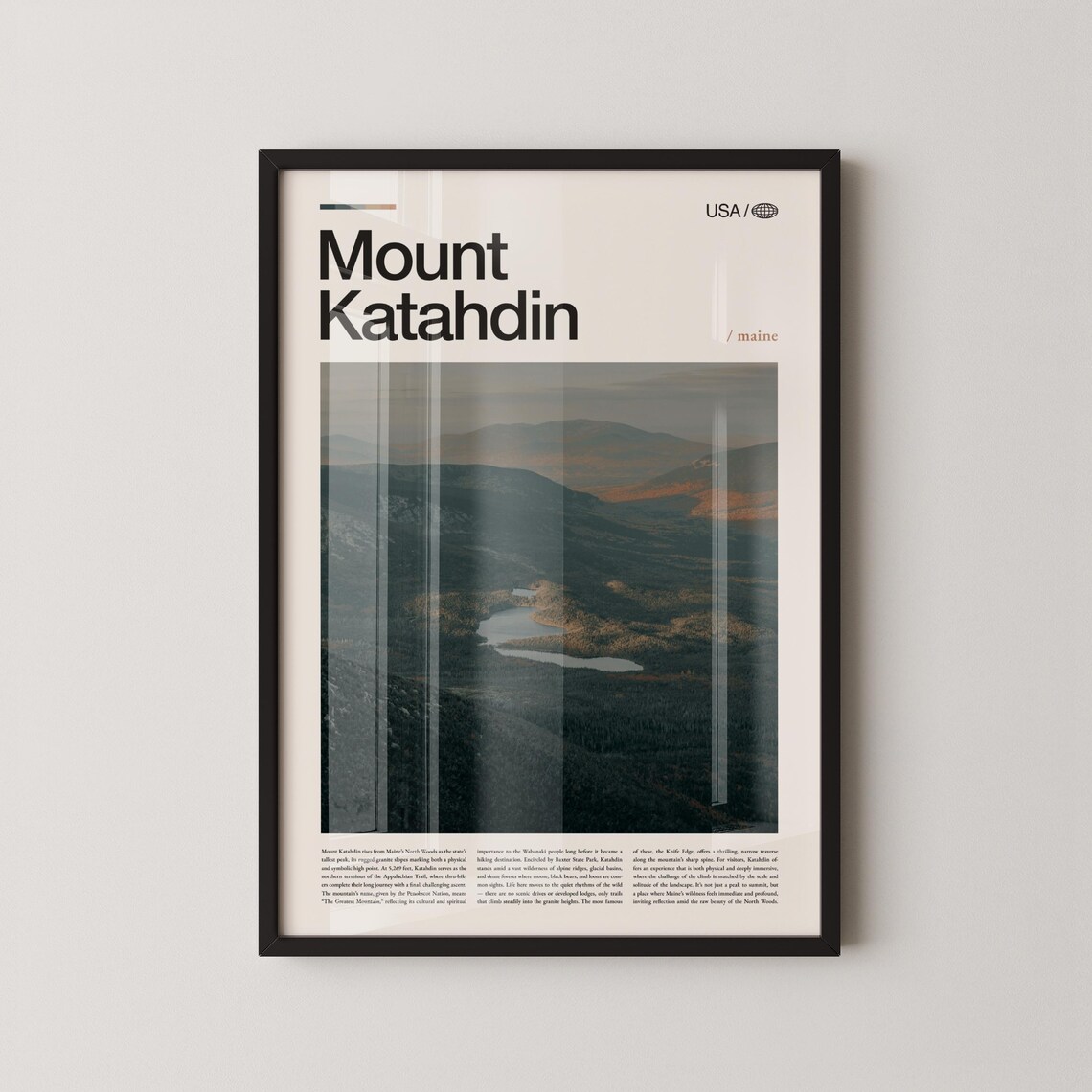 Mount Katahdin Maine Misty Mountain Wilderness Travel Poster