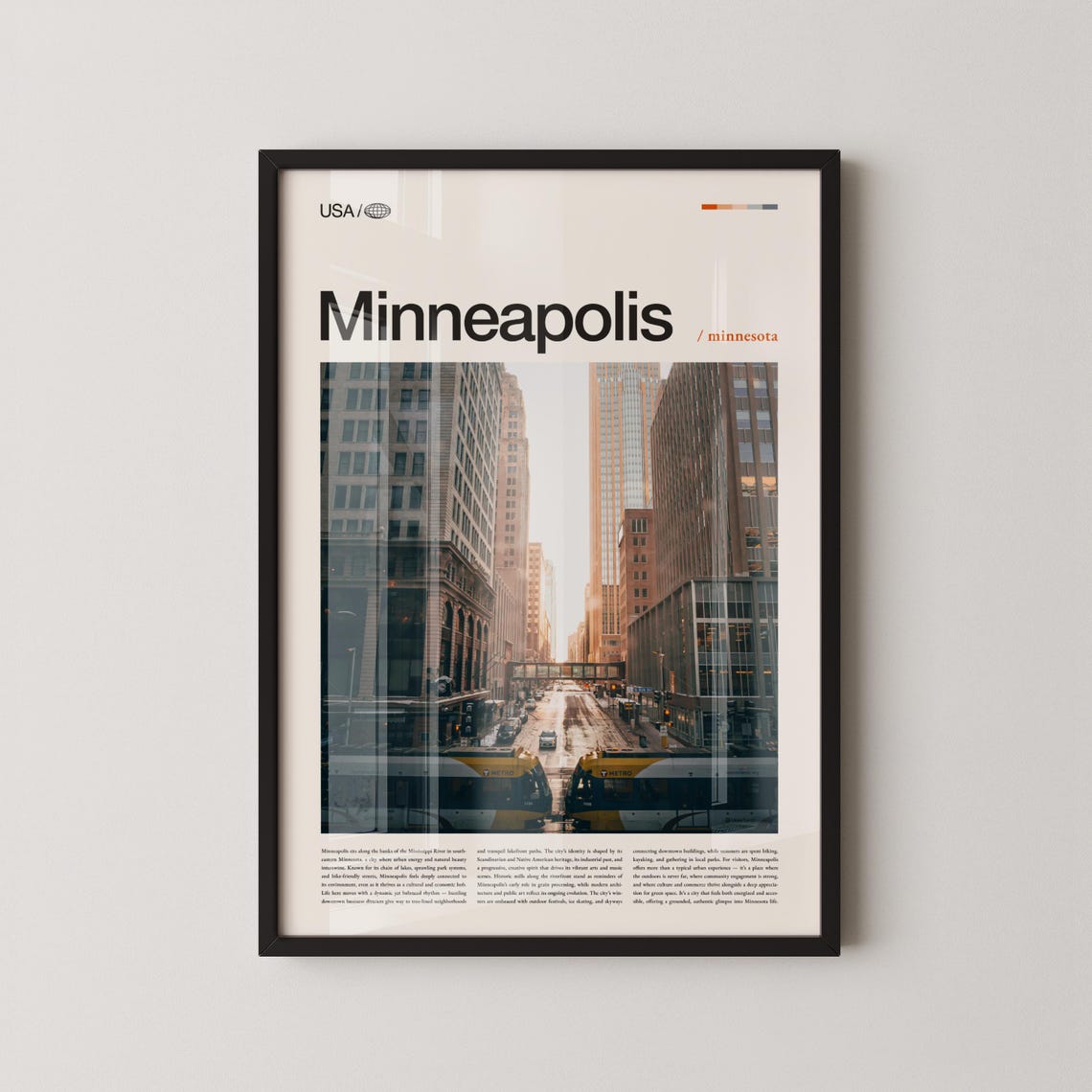 Minneapolis Minnesota Downtown Street Light Rail City Poster
