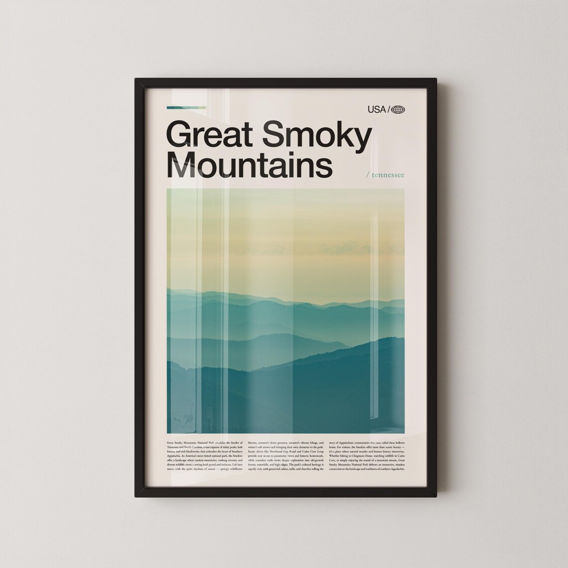 Great Smoky Mountains Tennessee Misty Blue Ridgelines Travel Poster