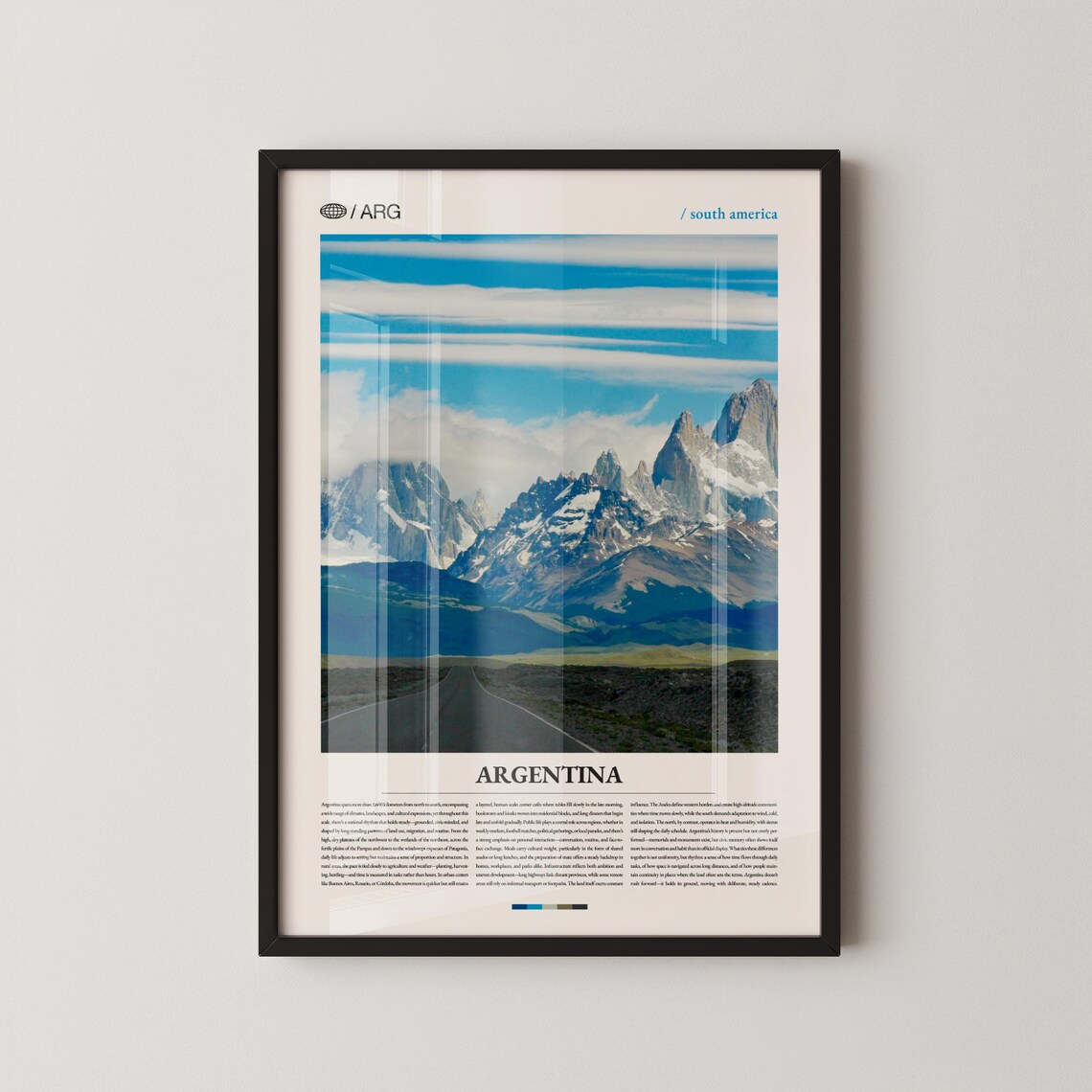 Argentina Patagonia Poster Dramatic Snowy Peaks Empty Road South America