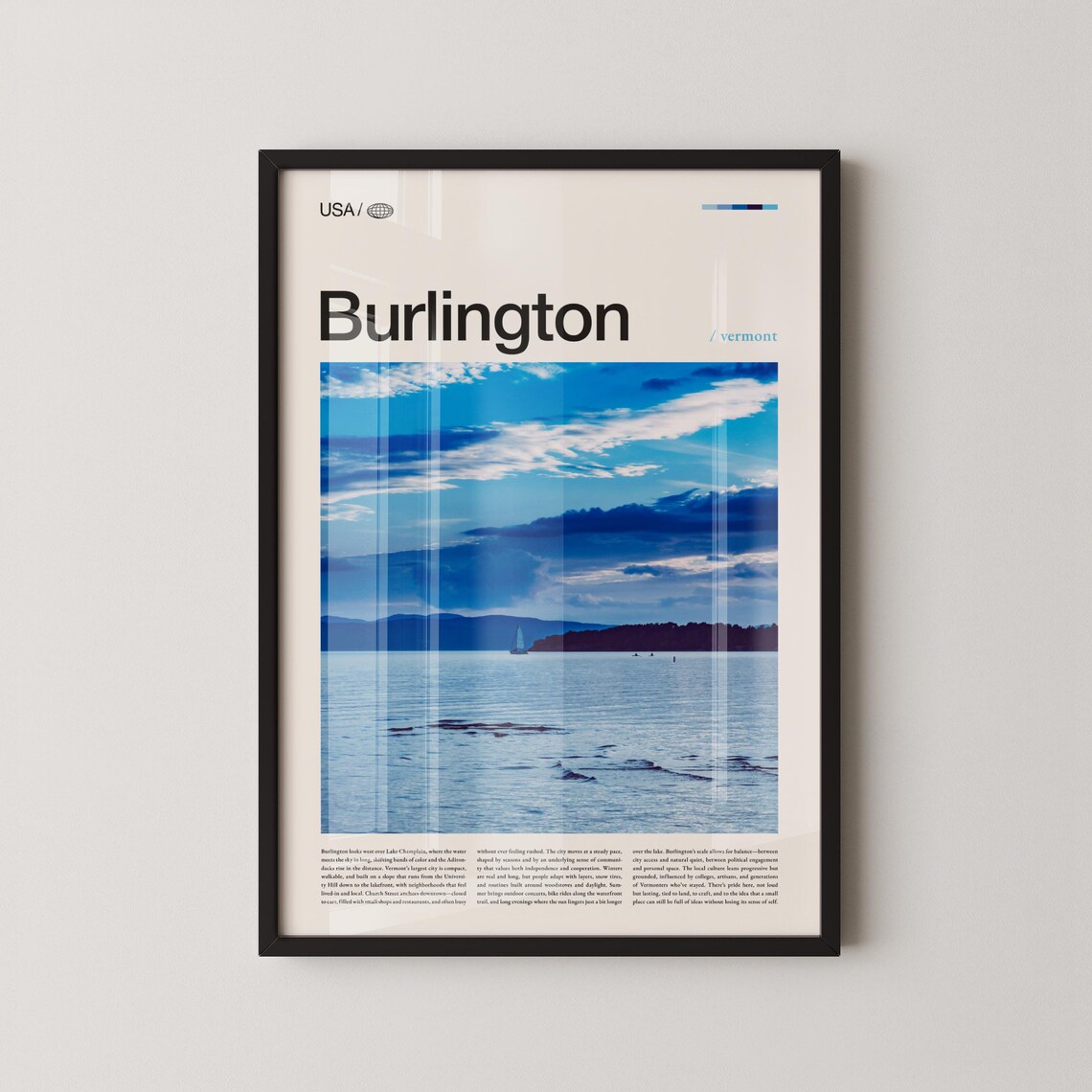 Burlington Vermont Lake Champlain Sailboat Travel Photo Poster