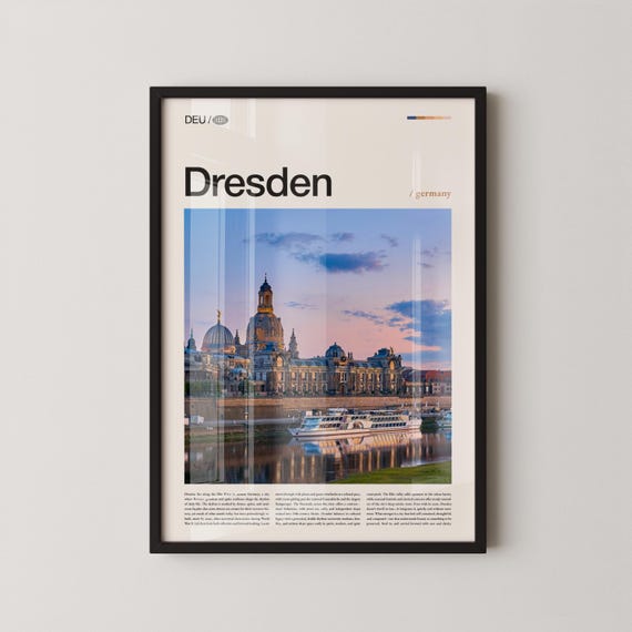 Dresden Germany Travel Poster, Historic Cityscape