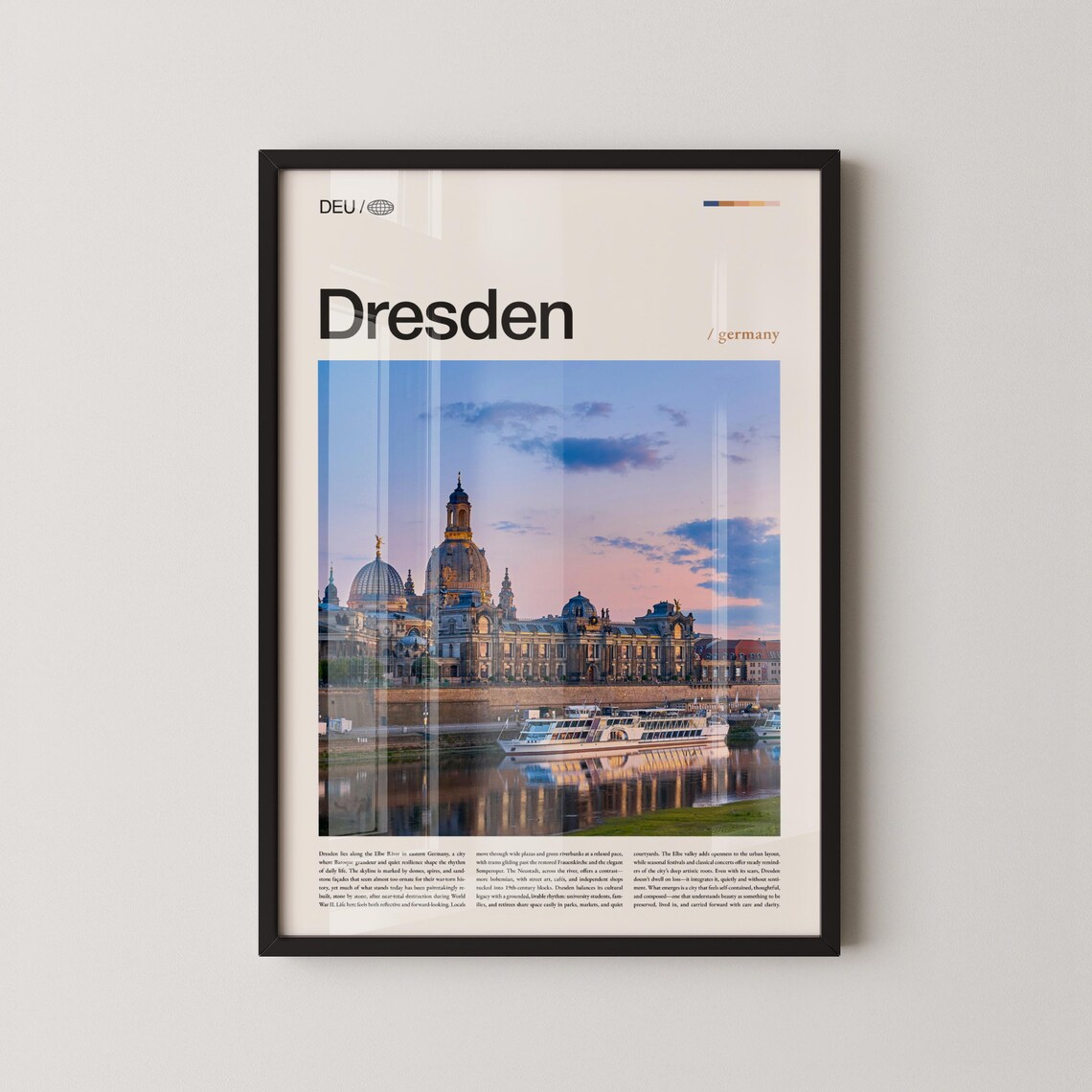Dresden Germany Travel Poster, Historic Cityscape