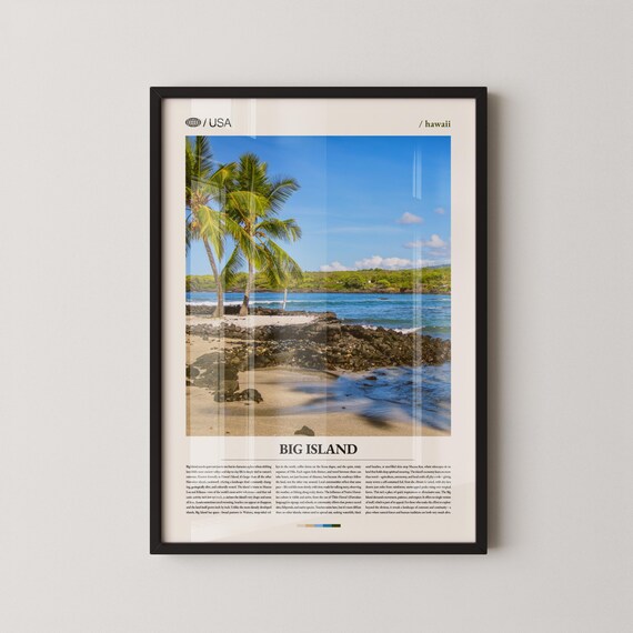 Big Island Hawaii Palm Beach Coast Tropical Landscape Travel Poster