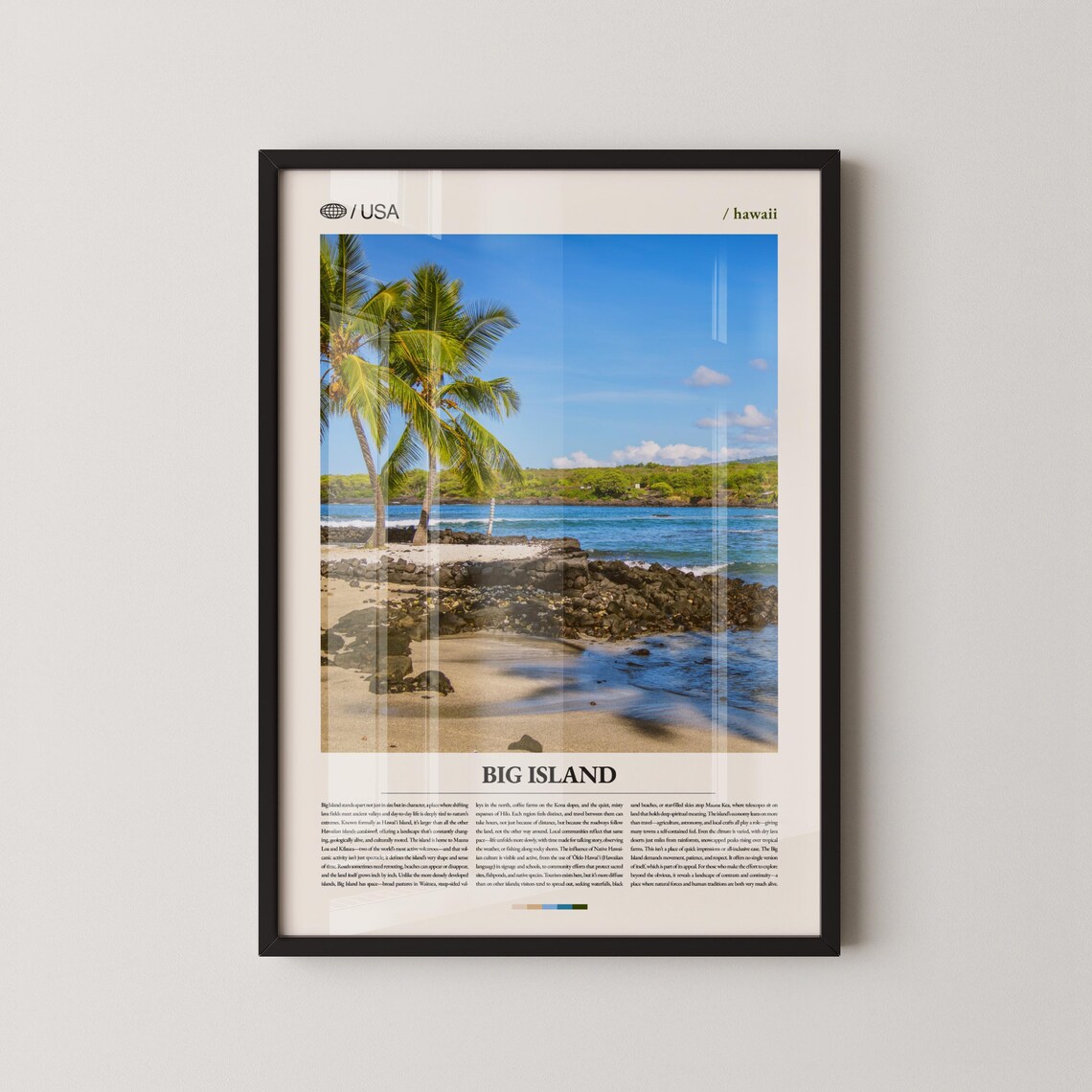 Big Island Hawaii Palm Beach Coast Tropical Landscape Travel Poster