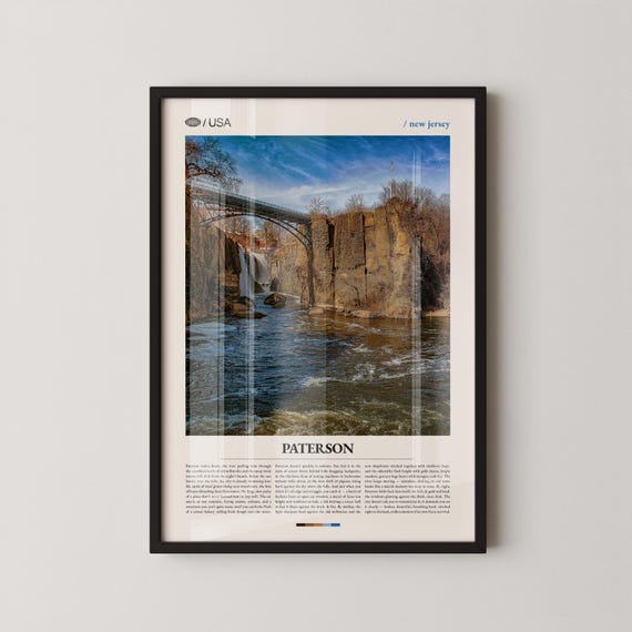 Paterson Print New Jersey Wall Art Poster Photo Great Falls Decor Historic Silk City