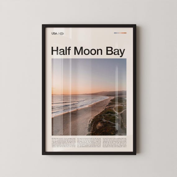 Half Moon Bay Print Wall Art Poster Photo Mavericks Beach Pillar Point Harbor
