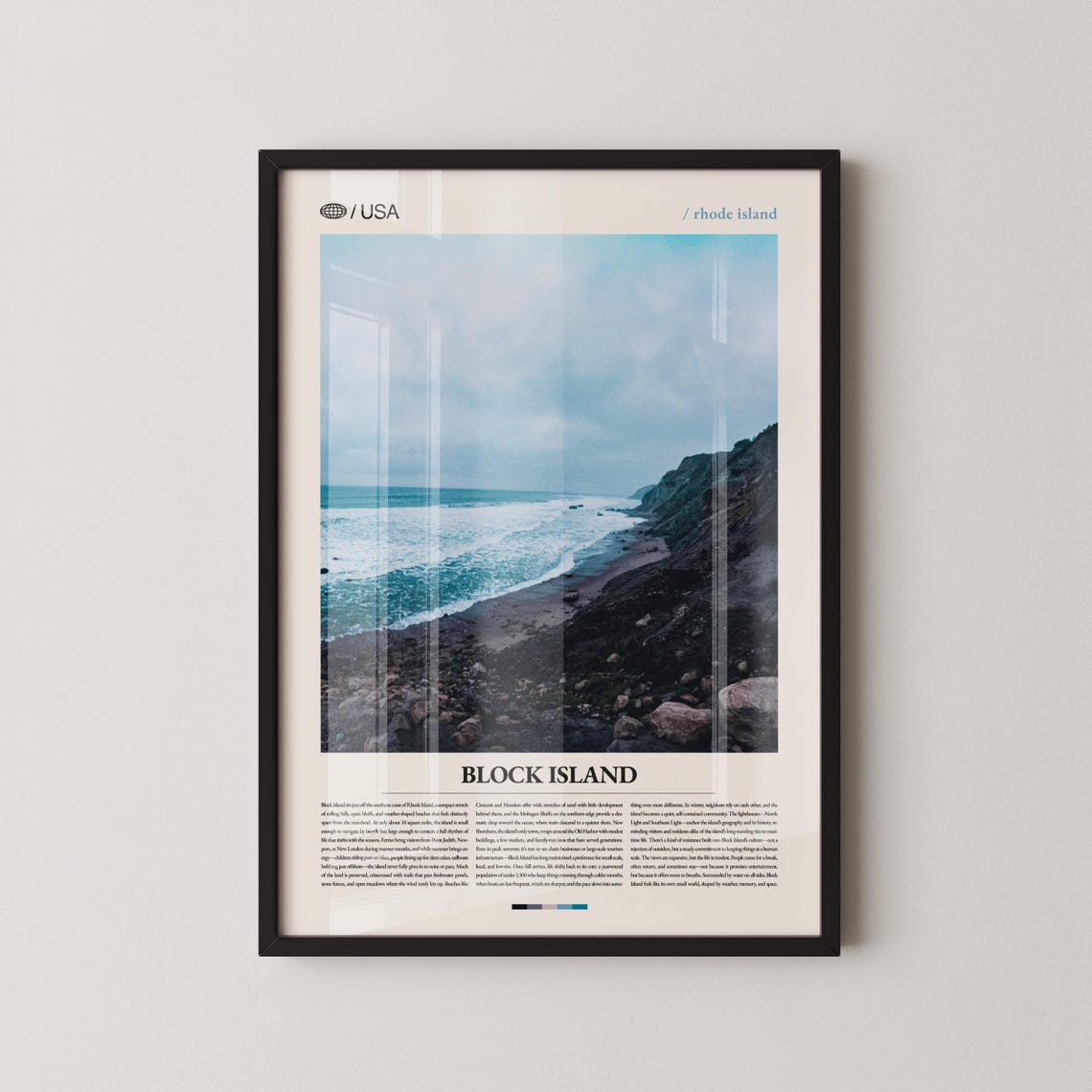 Block Island Rhode Island Rocky Shore Atlantic Coast Travel Poster
