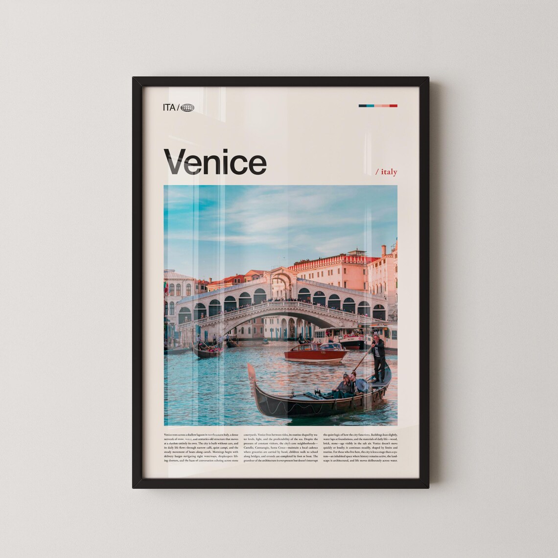 Venice Italy Poster With Gondola Gliding Beneath The Rialto Bridge