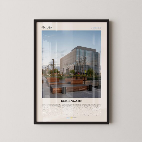 Burlingame California Downtown Architecture Photo Travel Poster