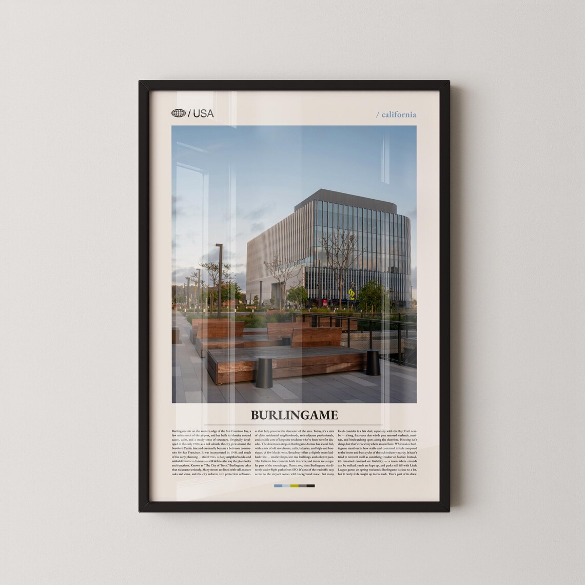 Burlingame California Downtown Architecture Photo Travel Poster