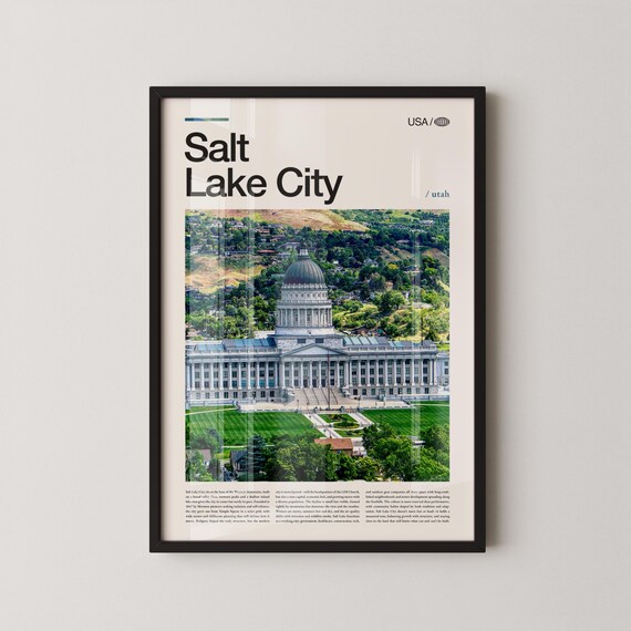 Salt Lake City Capitol Utah Green Grounds Landmark Travel Poster