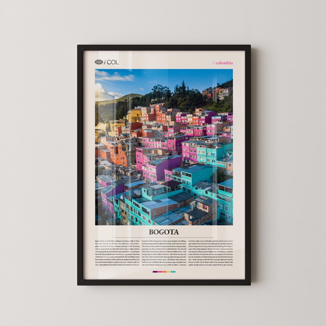Bogota Colorful Hillside Houses Colombia Cityscape Travel Poster