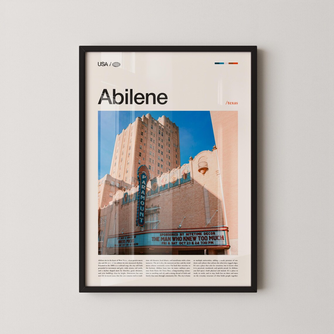 Abilene Texas Paramount Theatre Vintage Marquee Landmark Poster