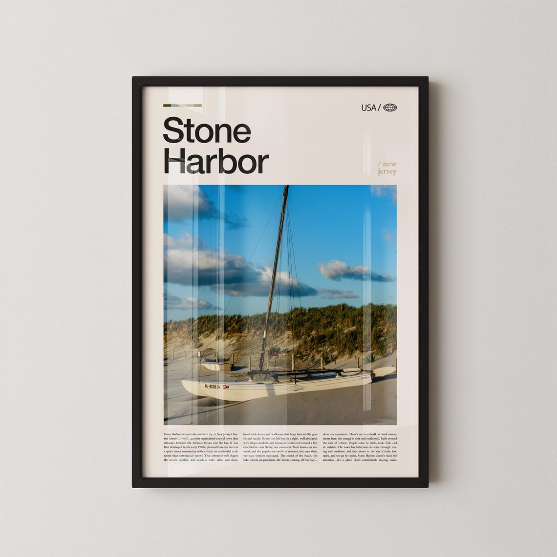 Stone Harbor New Jersey Sailboat Beached On Shore Blue Sky Poster