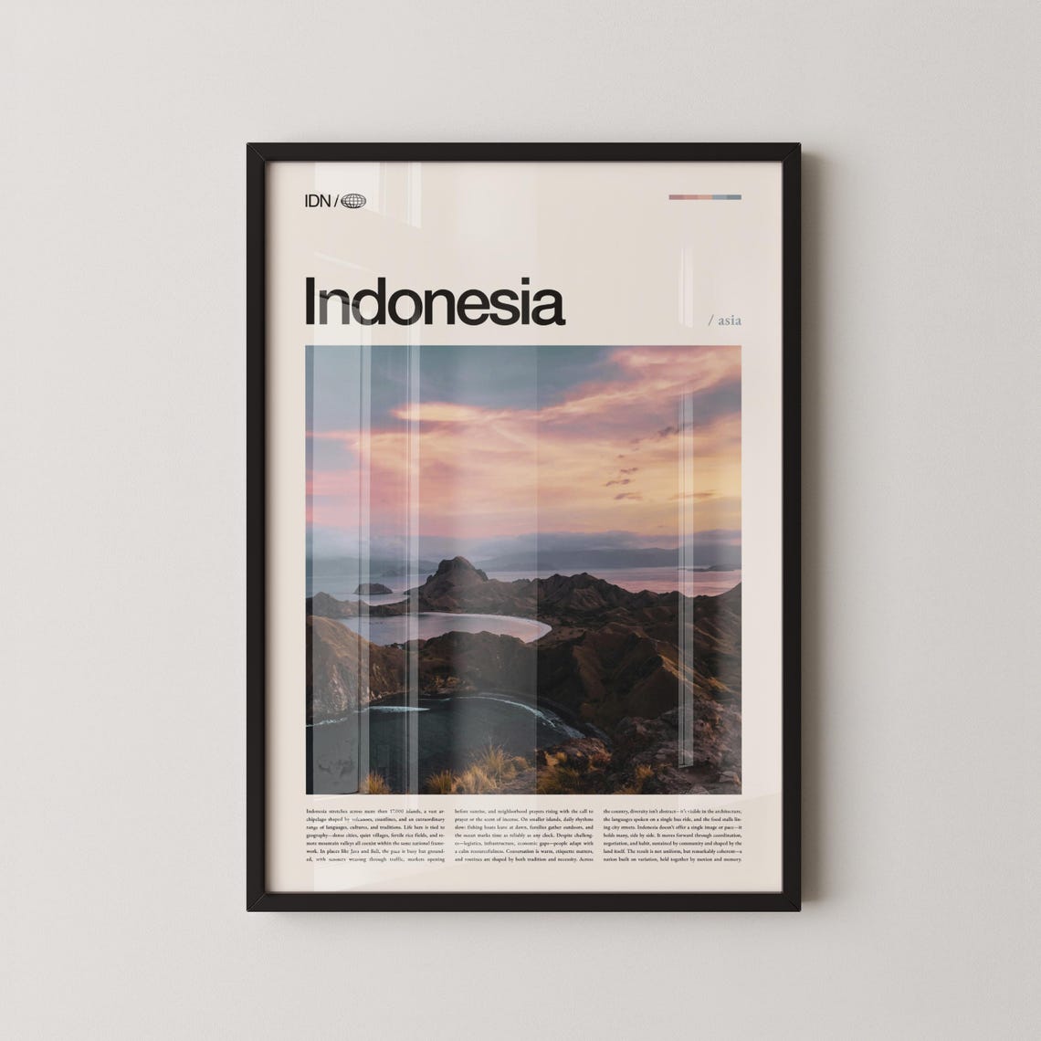 Indonesia Tropical Island Sunset Volcanic Coast Landscape Poster