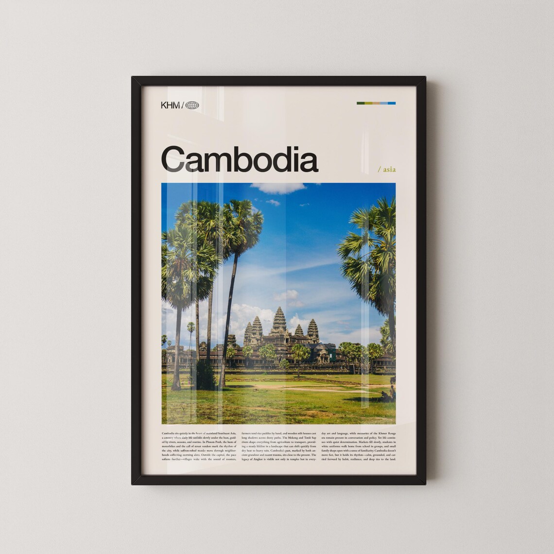 Cambodia Angkor Wat Temple Among Palm Trees Travel Photo Poster