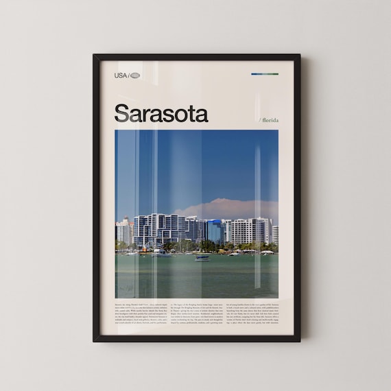Sarasota Marina Waterfront Photo Top Titled Florida Travel Poster