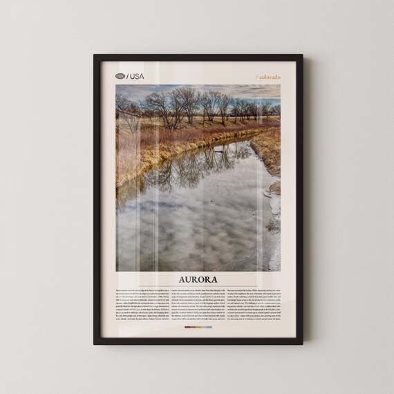 Aurora Colorado Creek Reflection Wetlands Nature Travel Poster