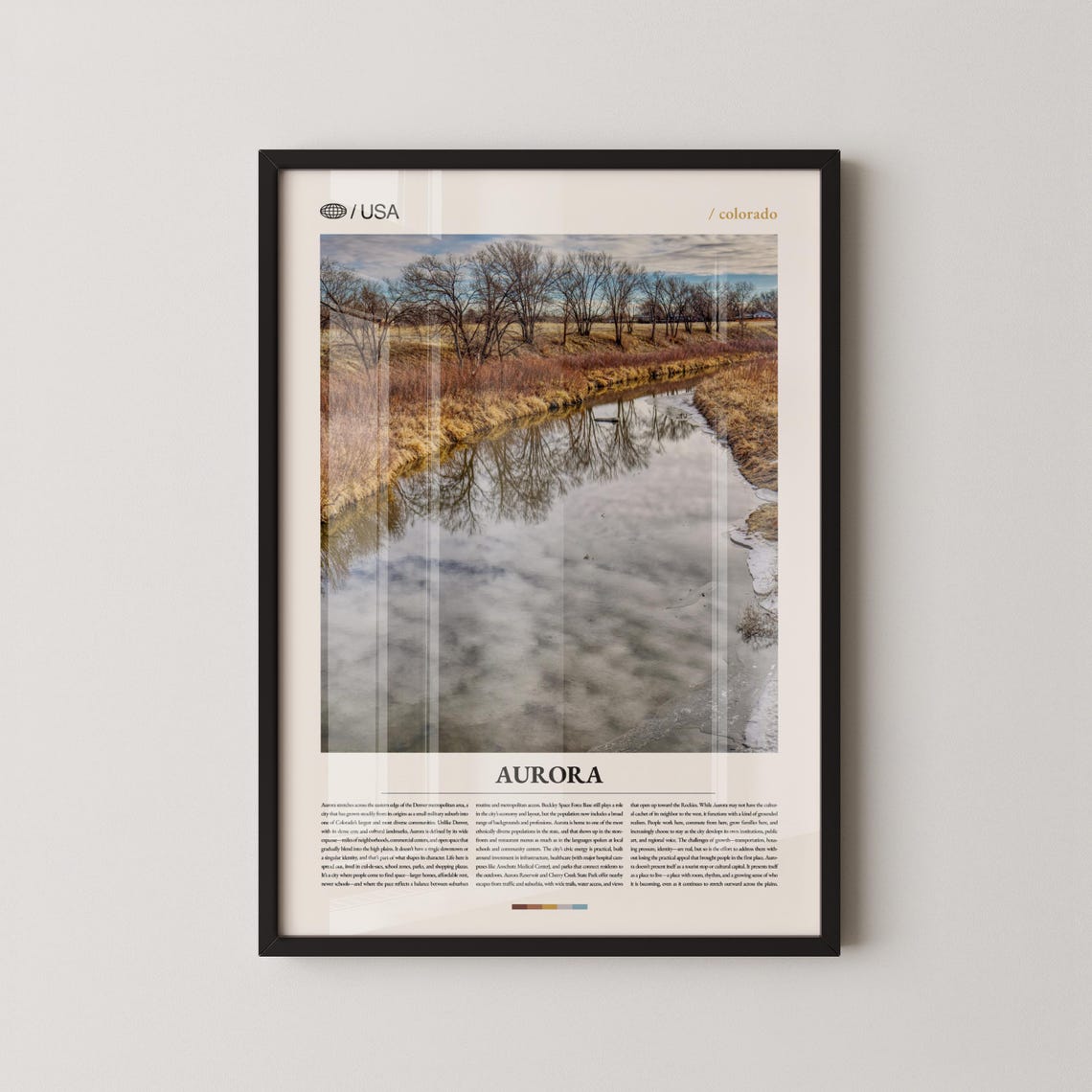 Aurora Colorado Creek Reflection Wetlands Nature Travel Poster