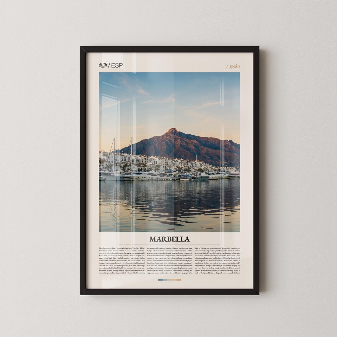 Marbella Spain Marina Mountain Waterfront Photo Travel Poster Lower Title